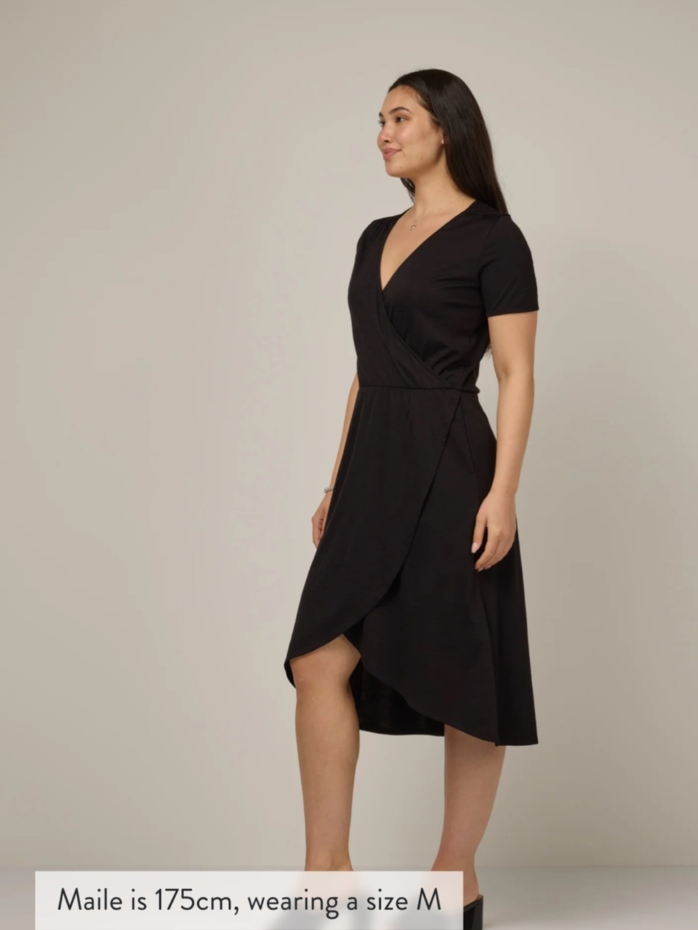 Wool& merino wool blue Ines tulip hem faux wrap dress sz large pockets casual - Picture 5 of 13